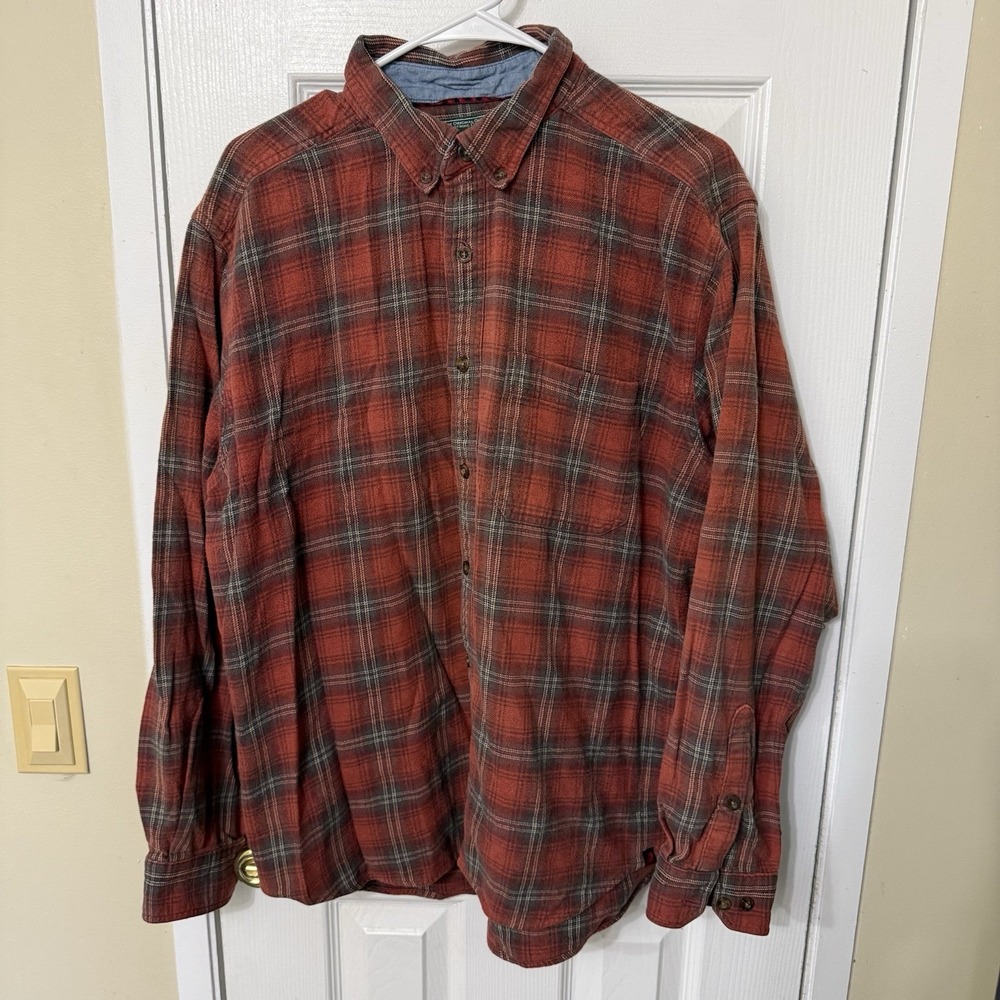 Woolrich Mens Large Plaid Flannel Button Down Shirt Cotton Long Sleeve Casual